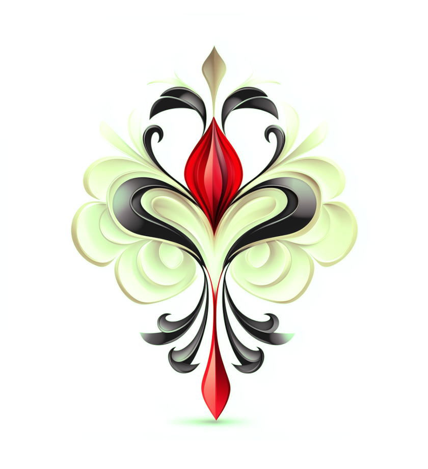 RedGreen Logo of Decor♦Beauty♦Artdig: Luxury logo with floral-inspired red and green design, representing art, beauty, and sophistication.