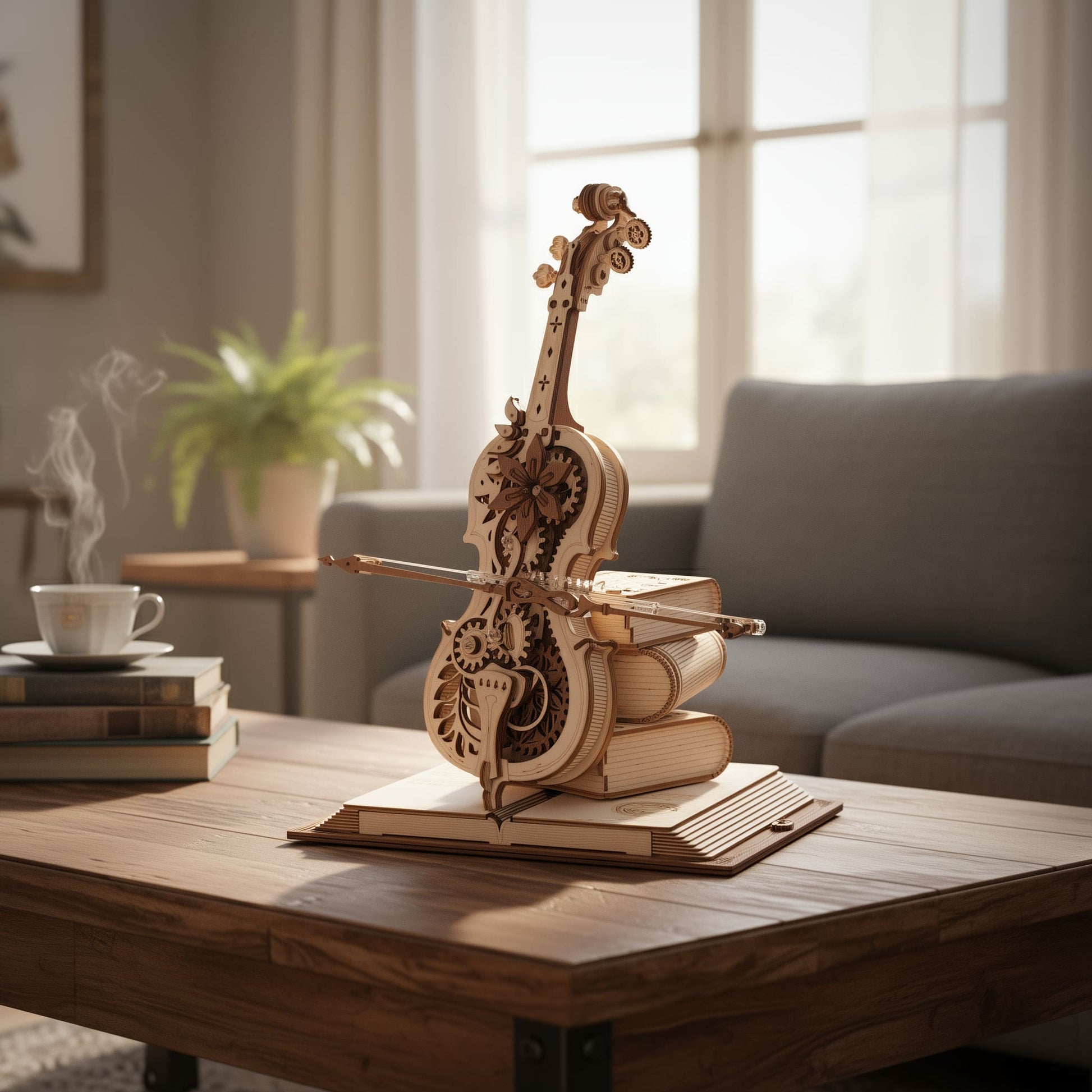 Elegant 3D cello puzzle music box home decoration
