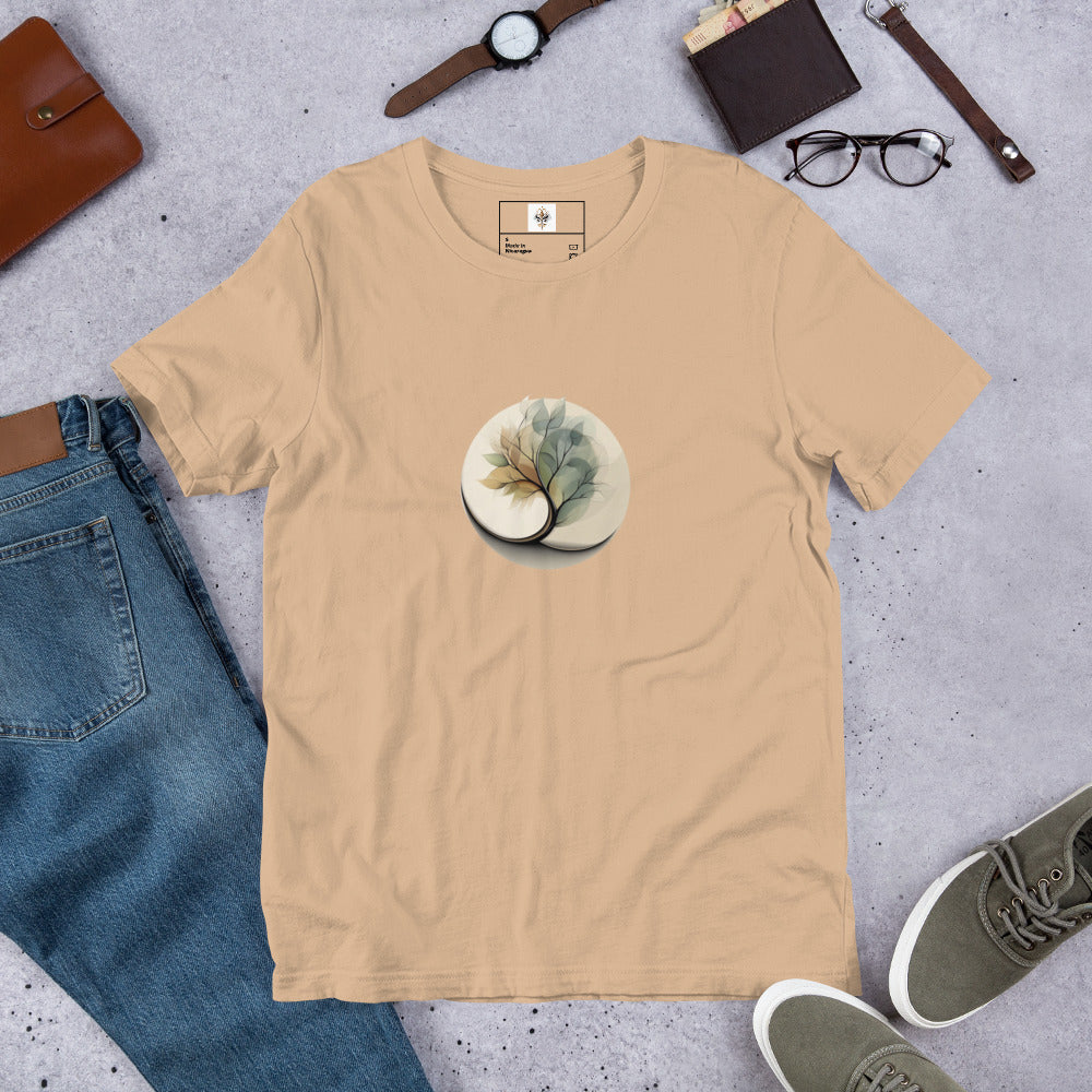 Harmoy Tree design on tan Unisex Staple T-Shirt Bella + Canvas 3001