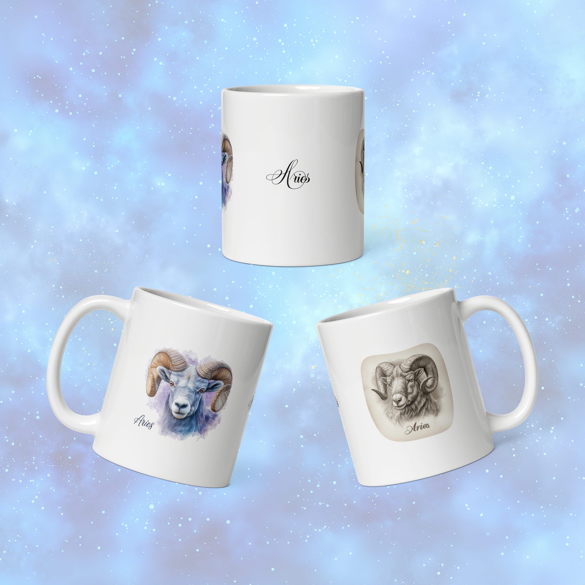Elegant 11 oz astrology mug with Aries design