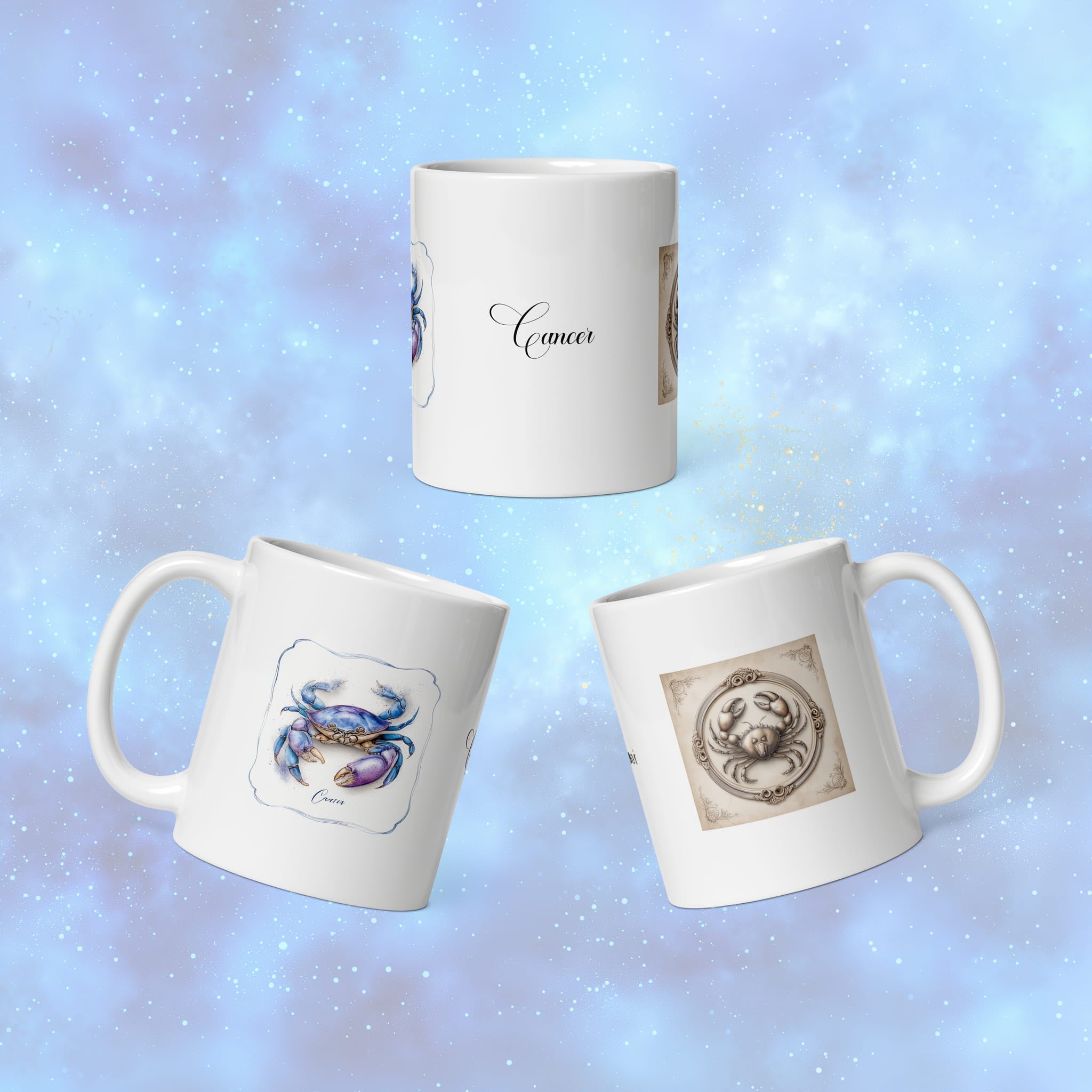 Elegant 11 oz astrology mug with Cancer design
