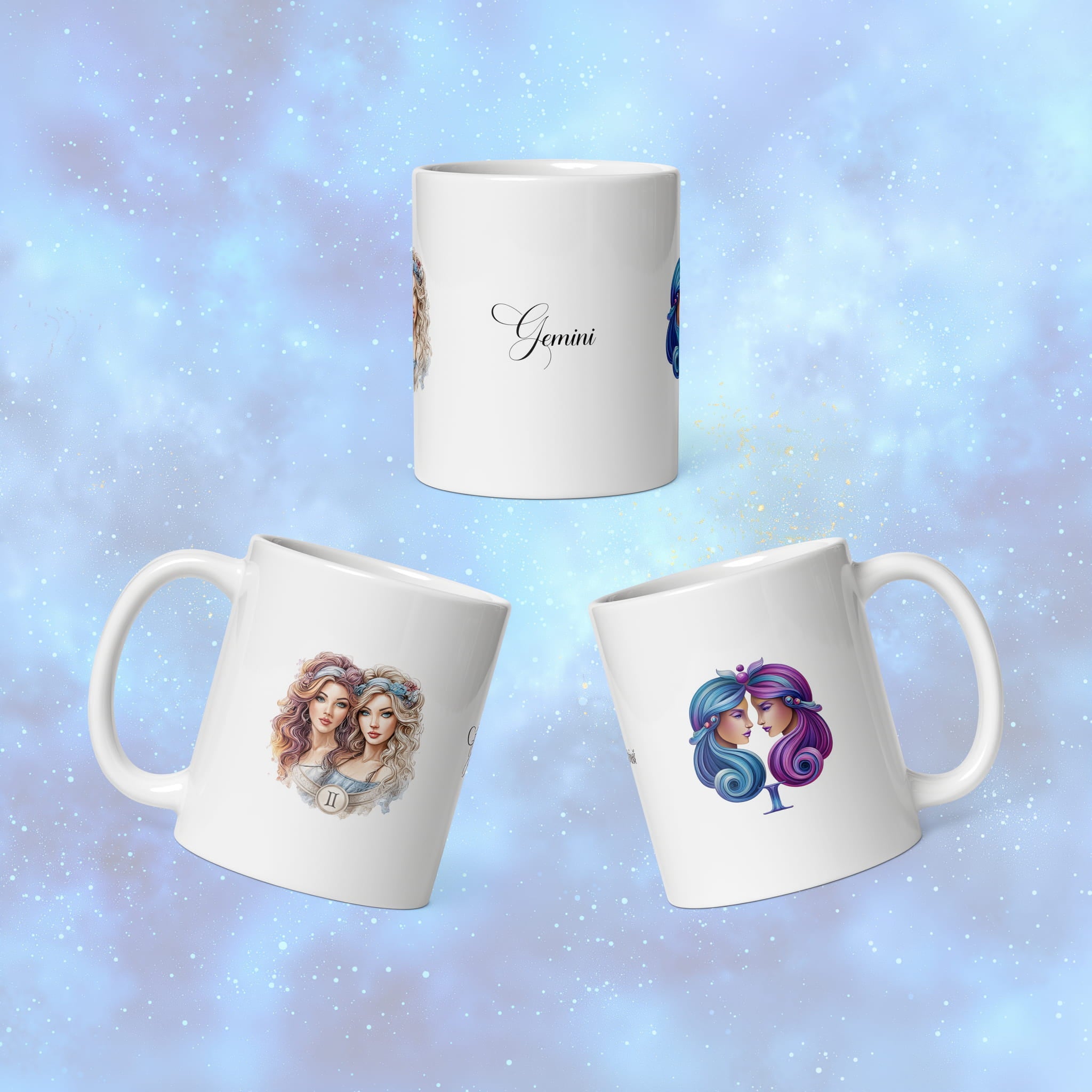 Elegant 11 oz astrology mug with Gemini design