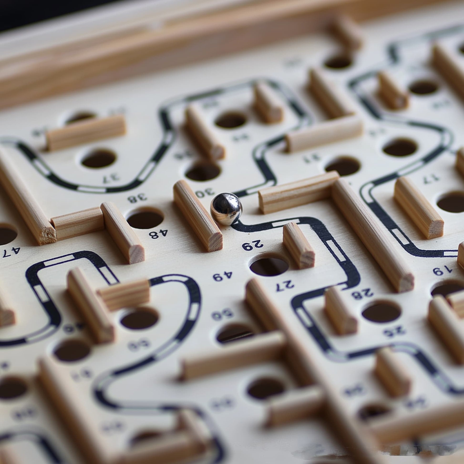 Classic wooden balance maze with metal ball