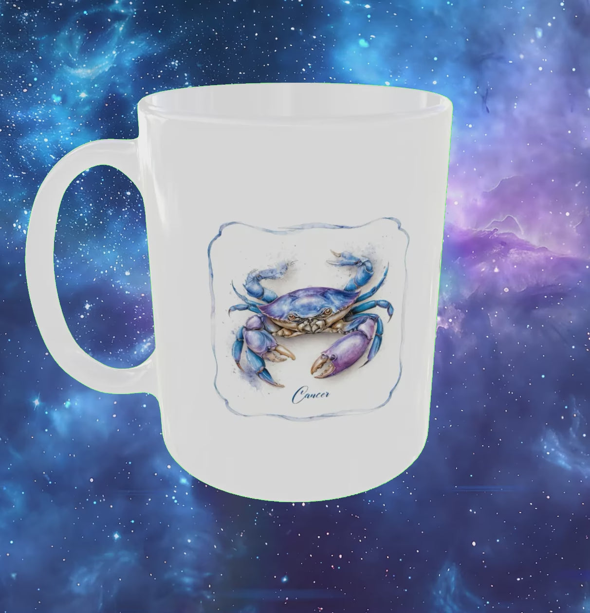 Zodiac mug white ceramic with Cancer design video