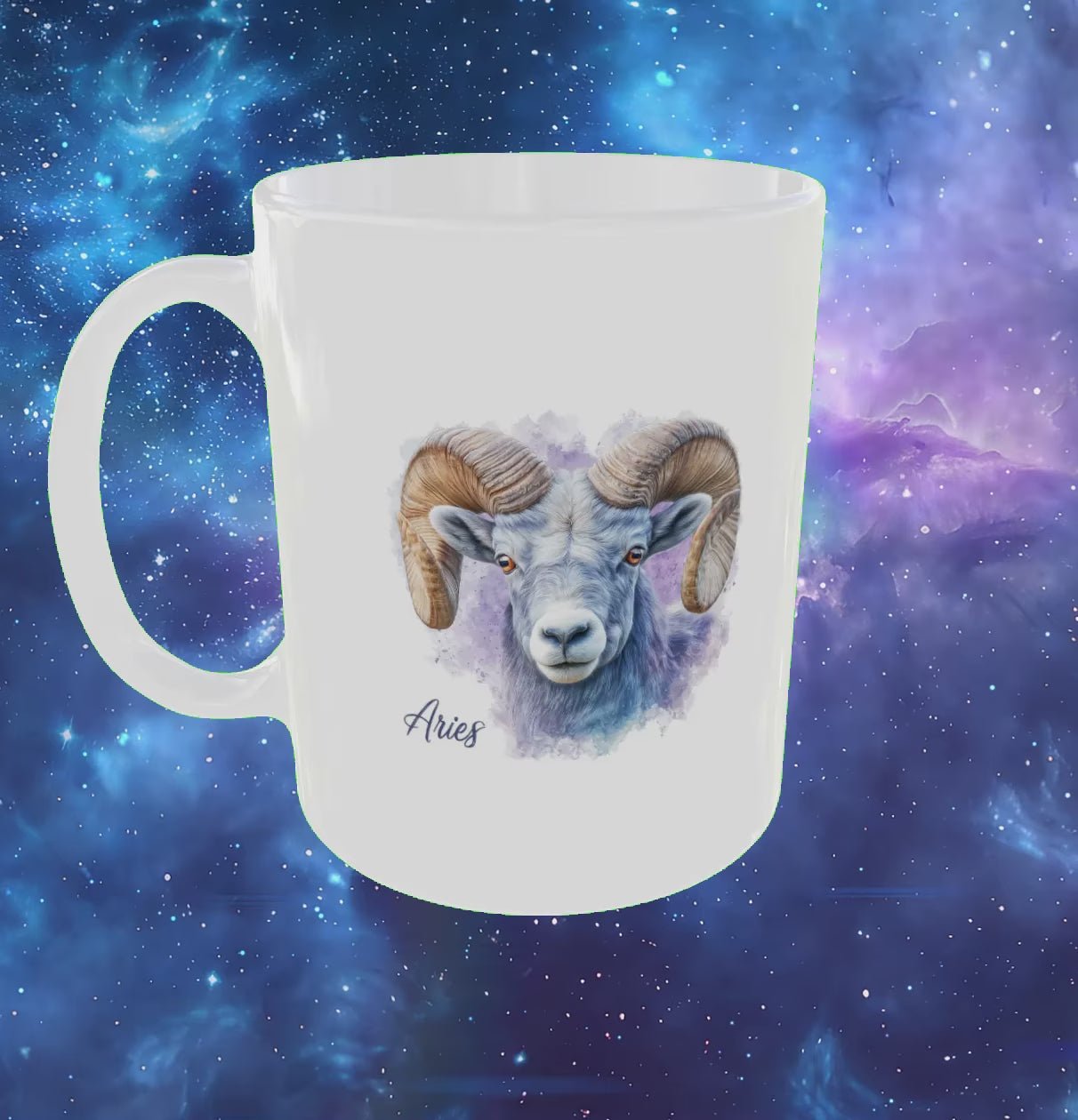 Zodiac mug white ceramic with Aries design video