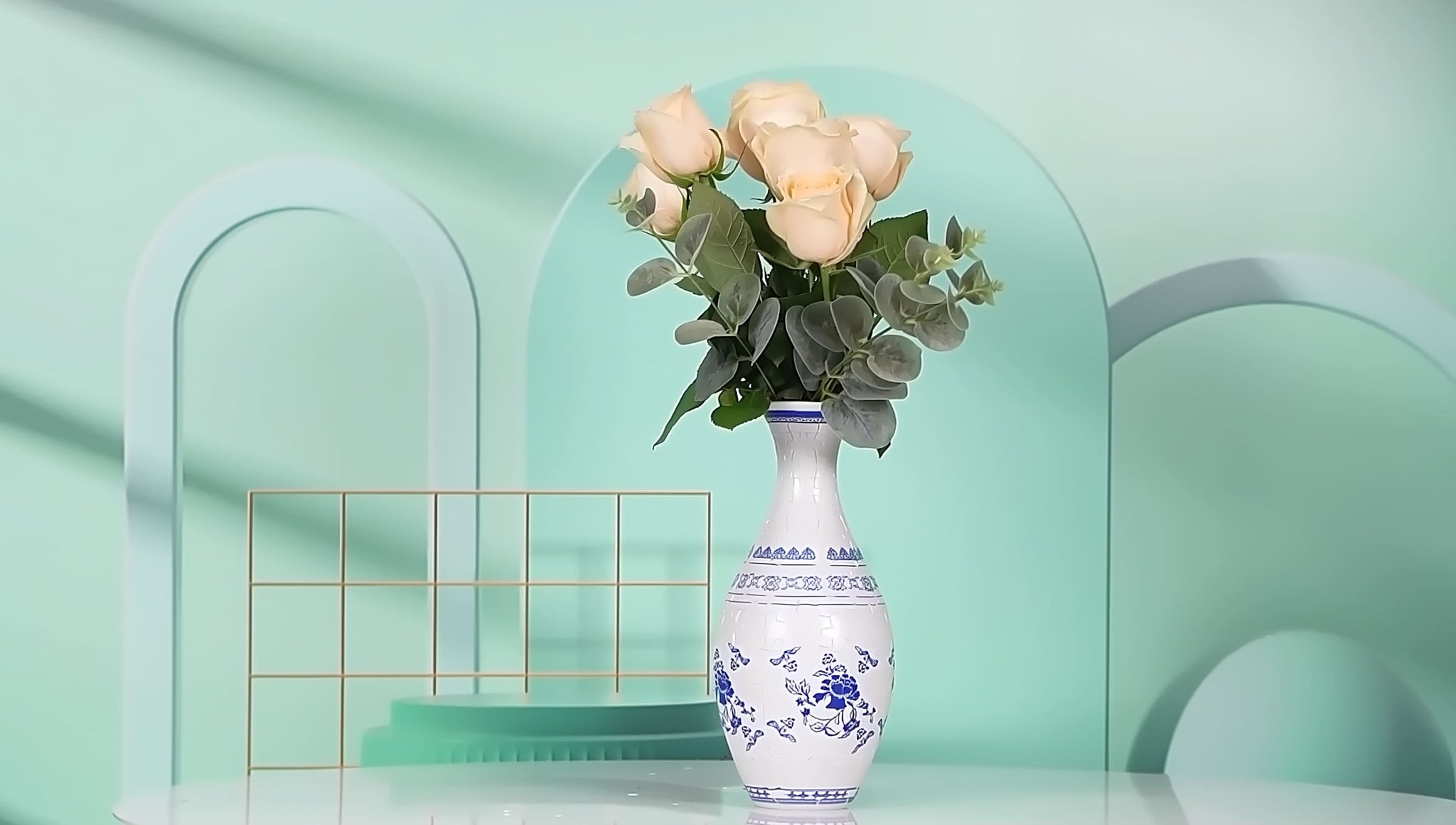 3D puzzle vase with artistic design flower video