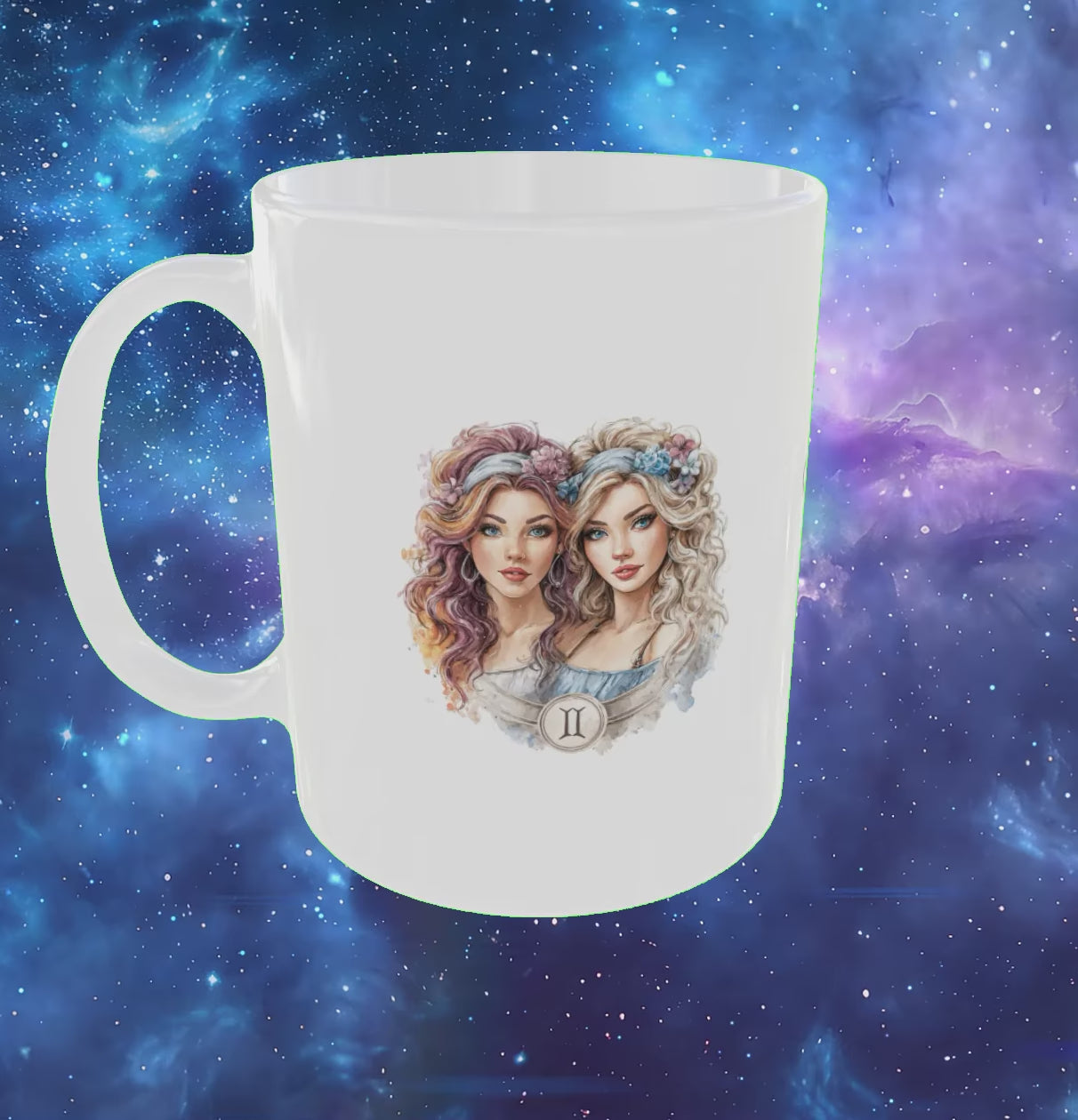 Zodiac mug white ceramic with Gemini design video