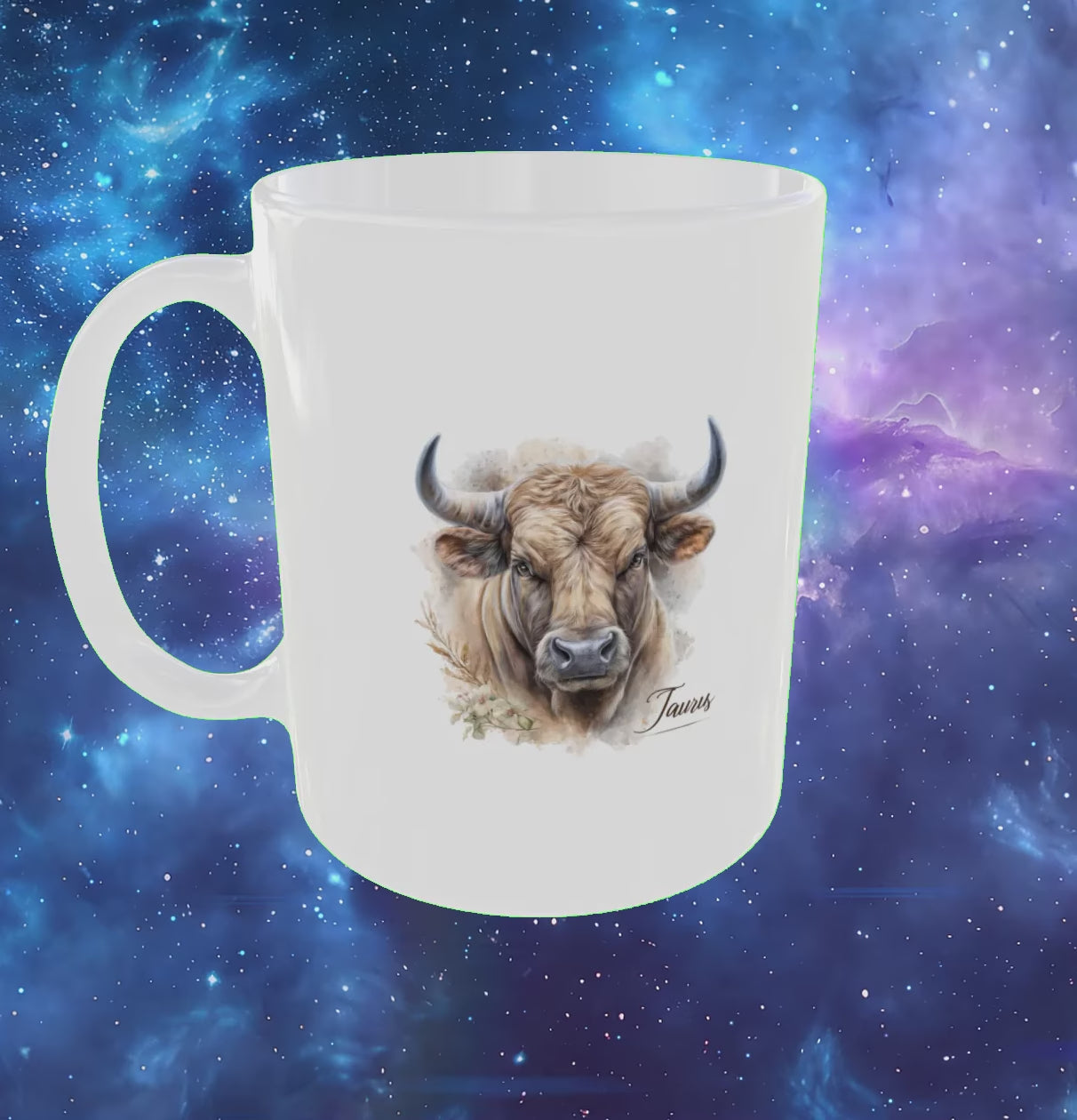 Zodiac mug white ceramic with Taurus design video