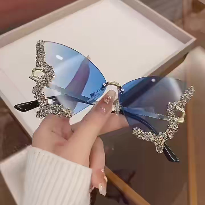 Nine gradient color variations of butterfly diamond sunglasses video