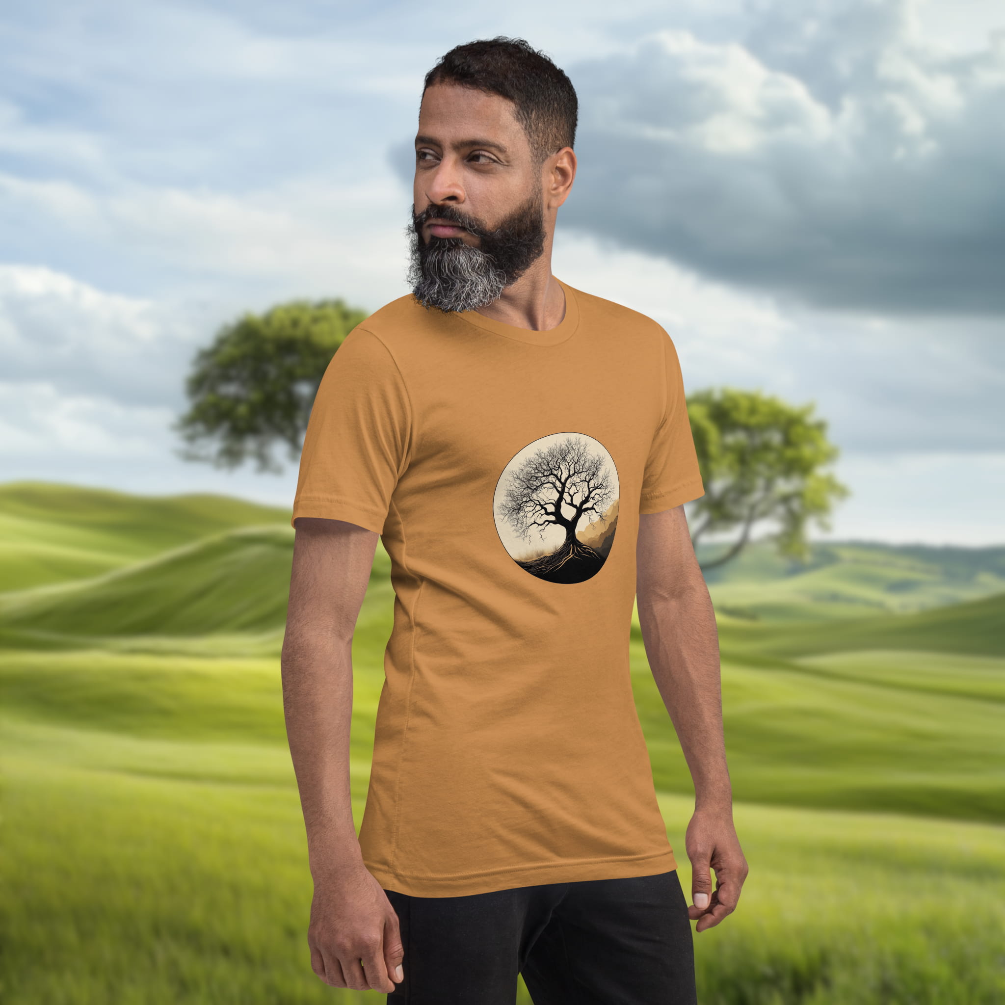 Model wearing Roots of Live Unisex T-shirt - Front view