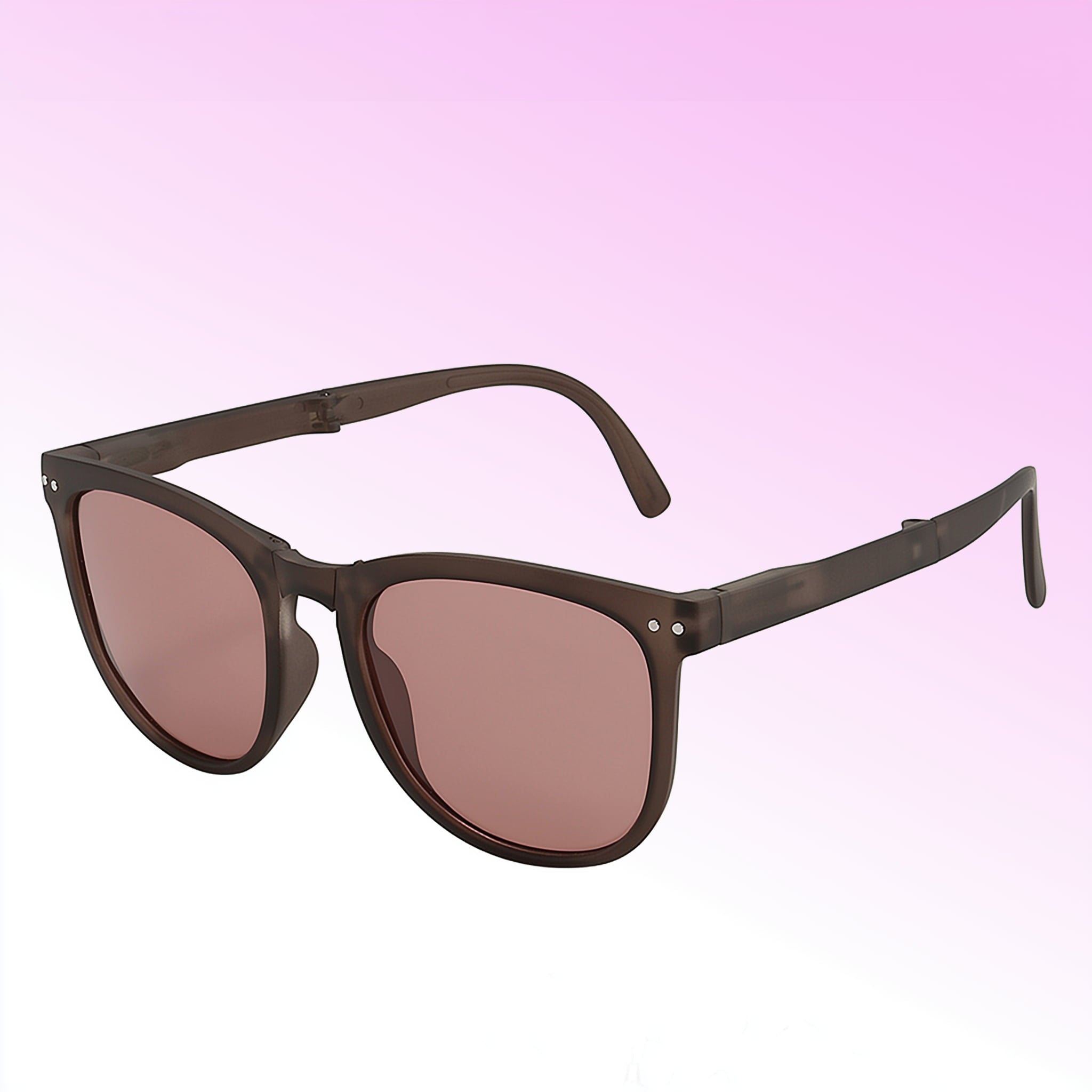 Foldable polarized sunglasses in pink coffee