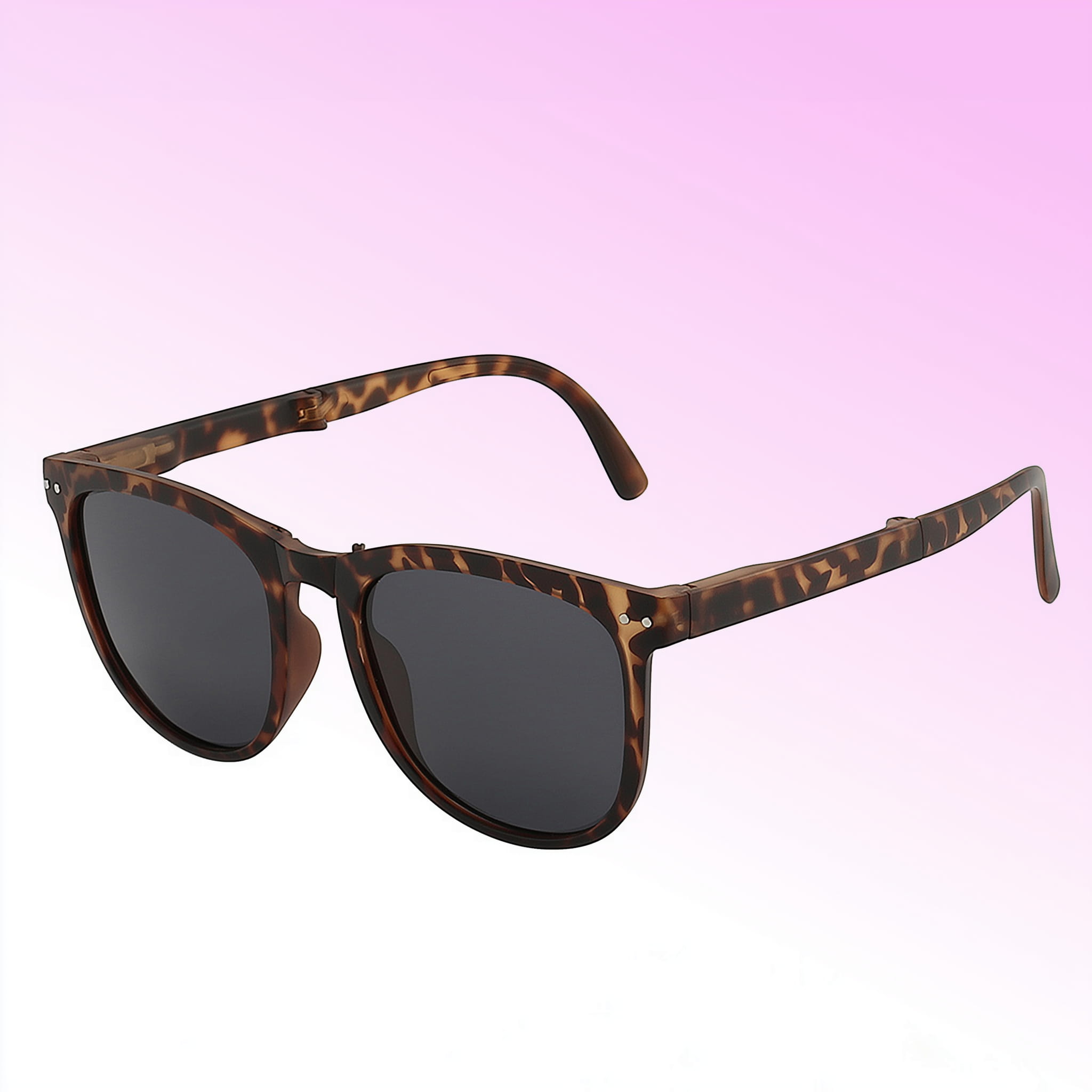 Foldable polarized sunglasses in tortoiseshell