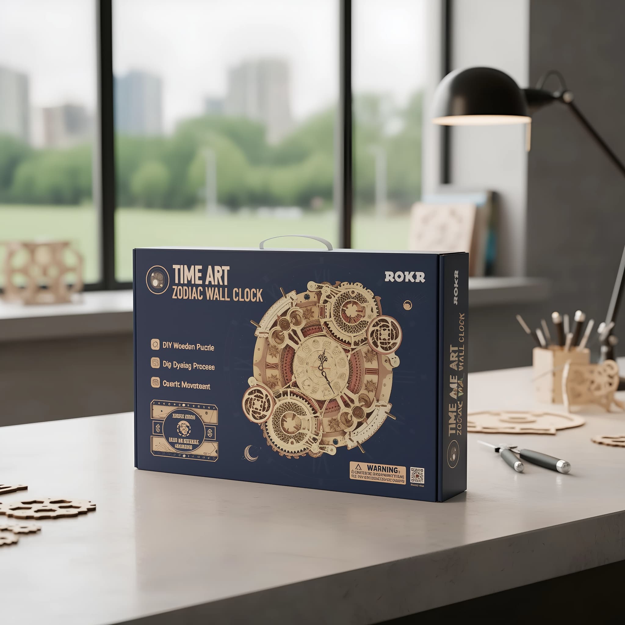 DIY 3D wooden puzzle clock with 12 constellations dial