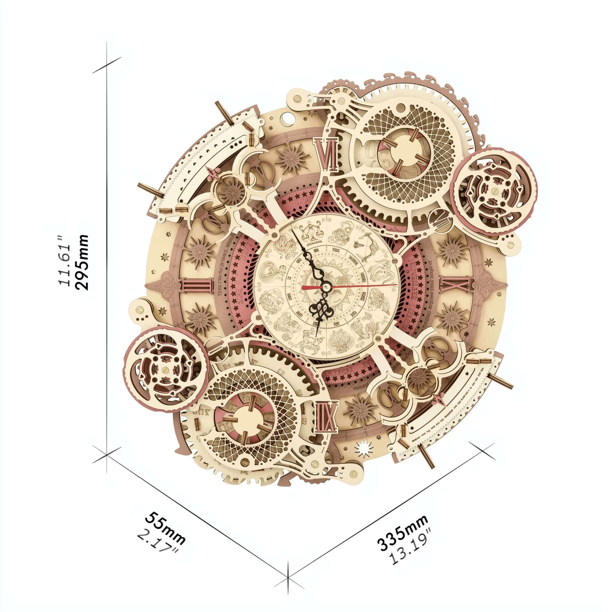 Time Art Zodiac 3D wooden puzzle clock measures