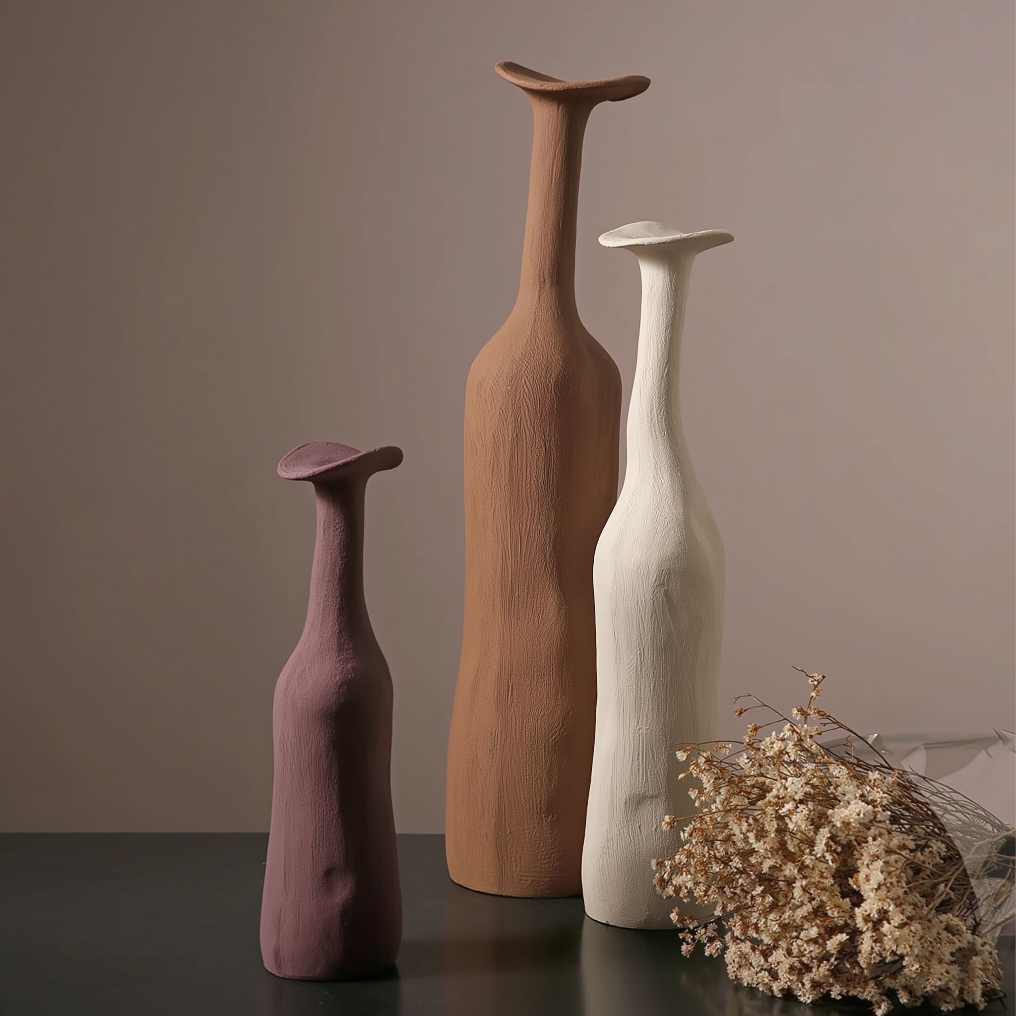Artistic ceramic vase inspired by Morandi palette