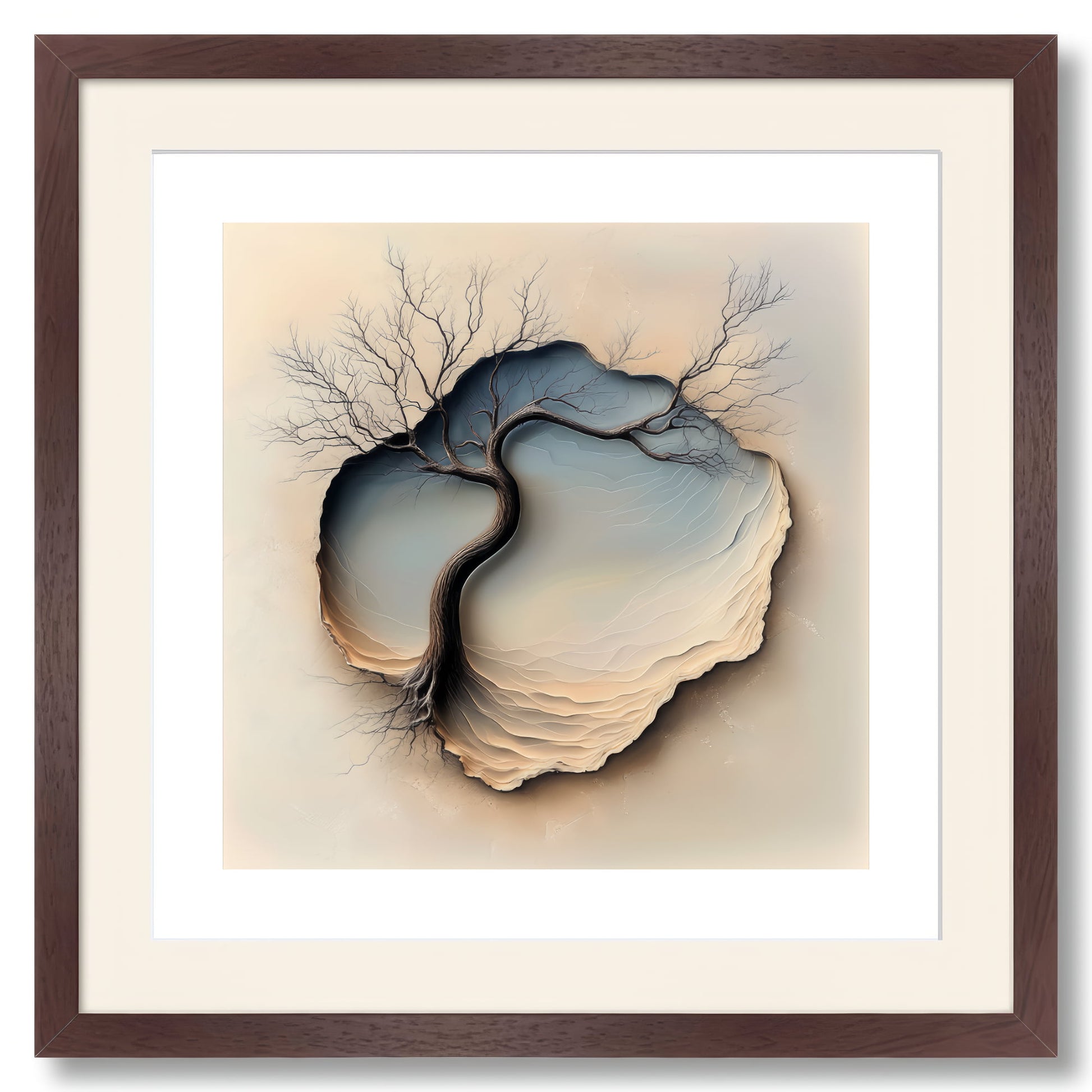 Whispers of the Earth - Framed in Italian Prime Open Grain Walnut frame with mat and acrylic glass.