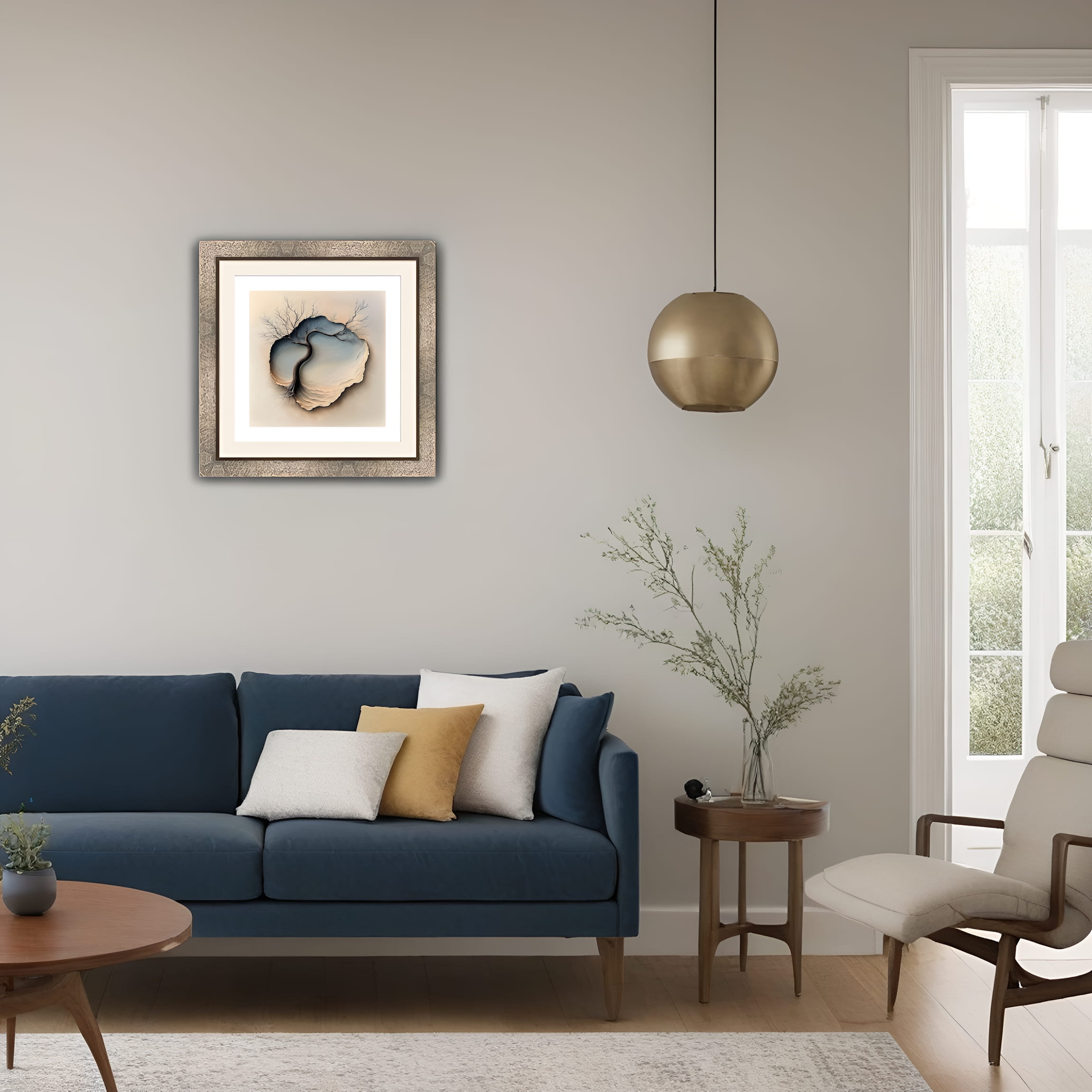 Whispers of the Earth - Marmo Platinum version shown in a stylish interior space.